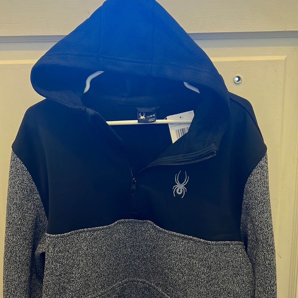 Spyder Mens quarter zip pullover hoodie size Large. NWT